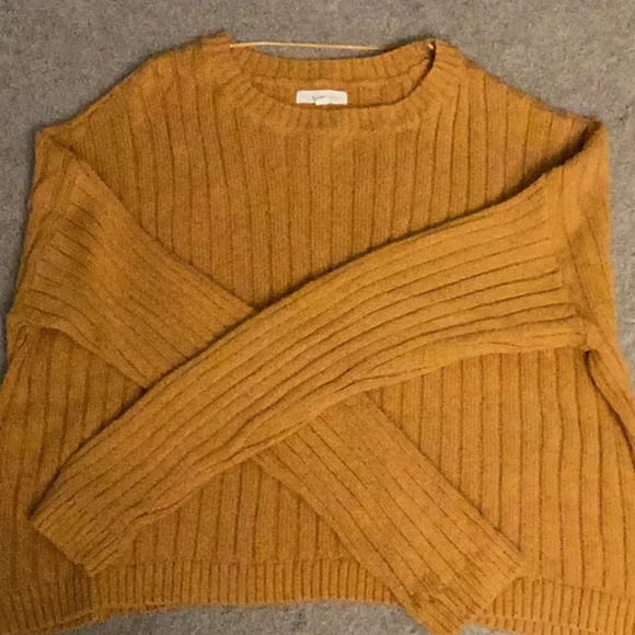 Sweaters - PACSUN LA HEARTS Women's Cropped Sweater Ribbed Brown/Mustard Size Medium